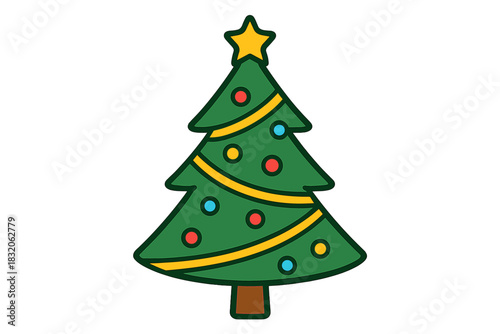 Christmas tree vector - festive holiday icon featuring simple evergreen design