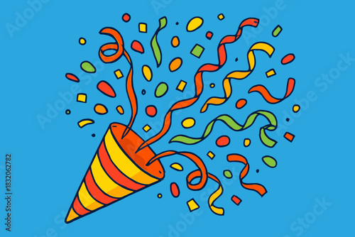 Confetti burst celebration vector | festive party decoration, colorful streamers, holiday fun