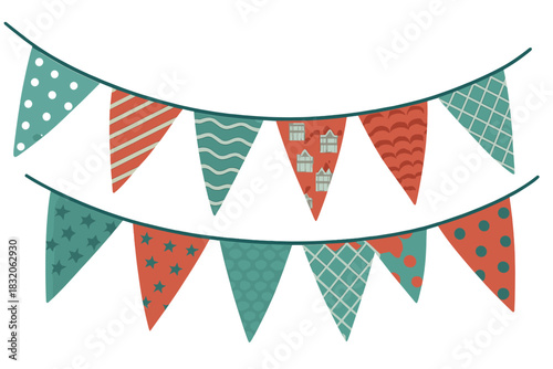 Festive bunting garland vector for celebrations, holidays, and party decorations