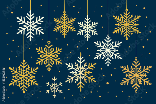 Festive snowflake vector | elegant winter holiday decoration | christmas design elements