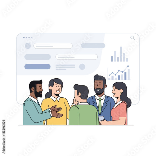 Diverse professionals collaborate on digital strategy during a productive meeting session