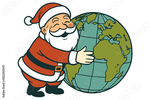 Santa claus embraces the world: festive christmas vector for international holiday cheer