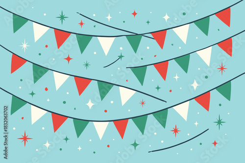 Festive bunting vector for holiday celebrations – christmas party decoration background