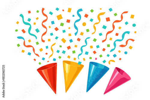 Colorful confetti cones vector for holiday celebrations | festive party design