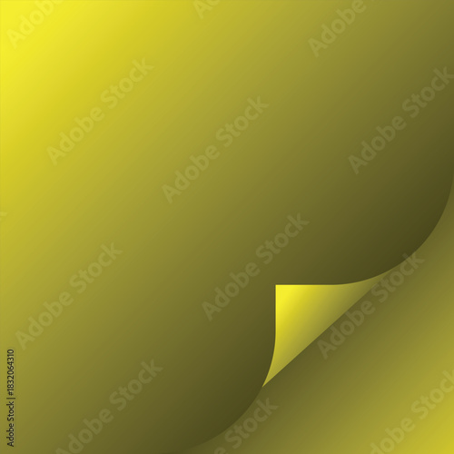 Abstract yellow gradient background with a page curl effect in corner