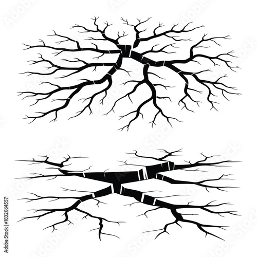 Cracked earth texture and branching pattern illustration