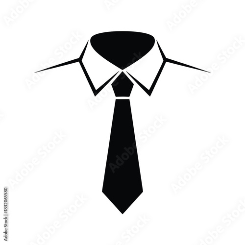Black silhouette of a man s shirt collar and tie