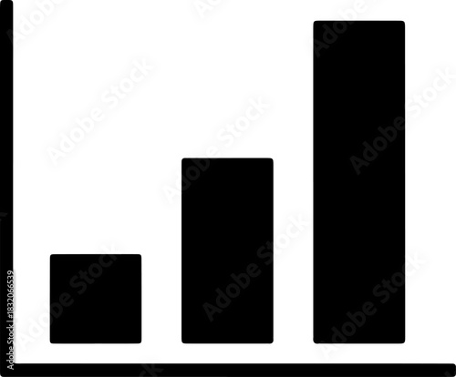 Simple Black Icon Depicting a Bar Chart Showing Consistent Growth and Increasing Statistical Data, Perfect for Business, Finance, and Analytics Presentations.