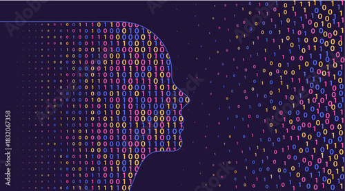 Big data and AI Concept. Machine learning algorithm visualization, colorful digital database analysis and science vector concept illustration