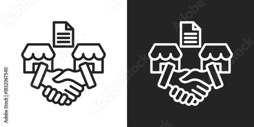 Acquisition Icon In Black And White Line Style