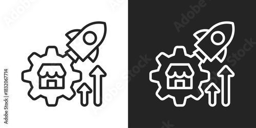 Start Up Icon In Black And White Line Style