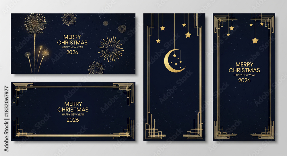 Naklejka premium Elegant christmas mockup designs with fireworks and festive decorations