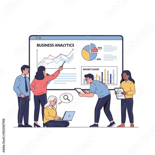 Collaborative business analytics presentation and brainstorming session focusing on data insights