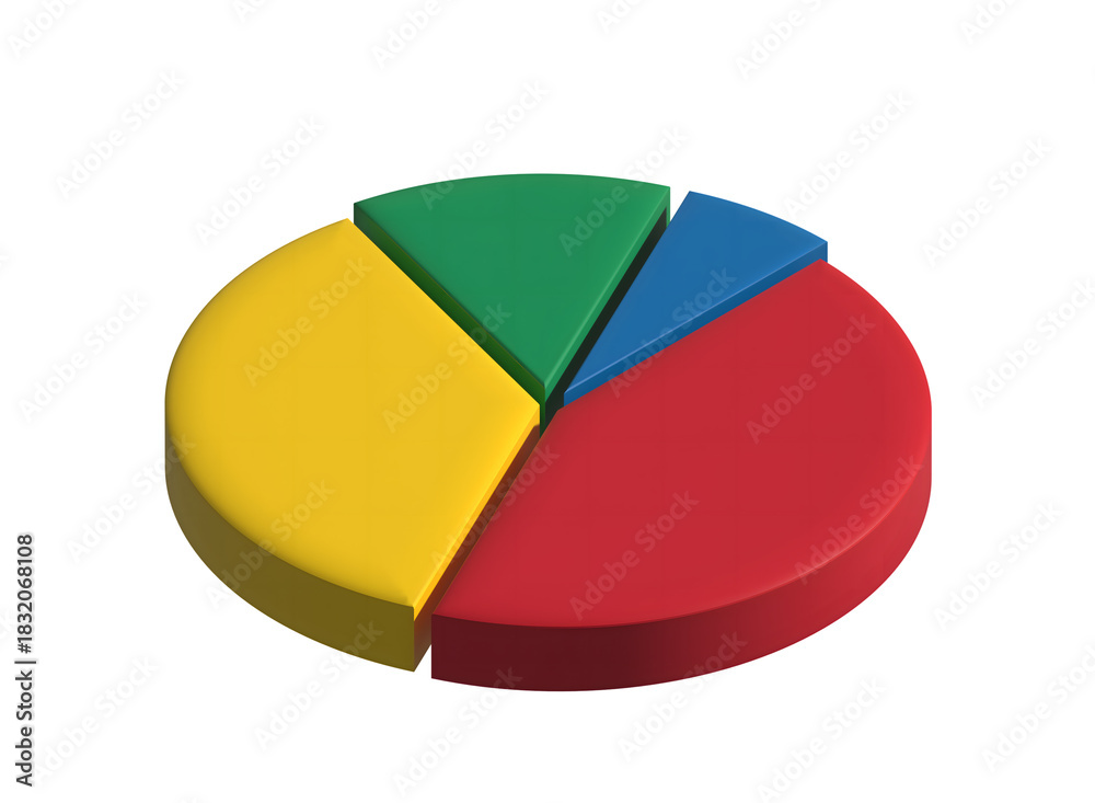 Fototapeta premium 3D Pie Chart on Transparent Background. Perfect for Presentations, Business Reports, Infographics, Analytics Dashboards and Education Visuals.