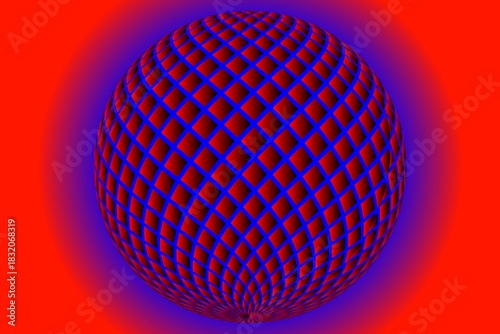 Red Lattice Sphere on Blue