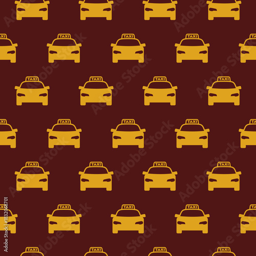 Taxi car seamless pattern isolated on color background