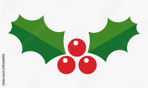 Christmas holly berry plant icon. Holiday design element. Vector illustration.