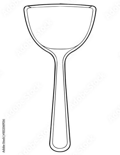 Professional line art drawing of a wide kitchen spatula. This vector illustration serves as a clean icon for cooking, food service, and culinary technology, inspired by digital aesthetics
