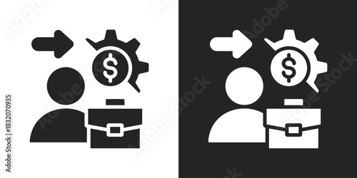 Business Management Icon In Black And White Glyph Style