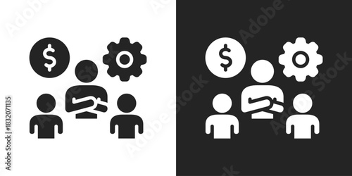 Leadership Icon In Black And White Glyph Style