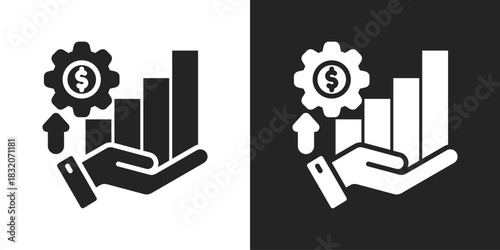 Profitability Icon In Black And White Glyph Style