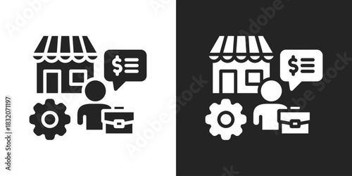 Sales Representative Icon In Black And White Glyph Style