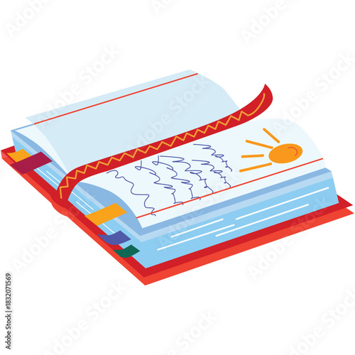 Open notebook vector diary notepad isolated icon