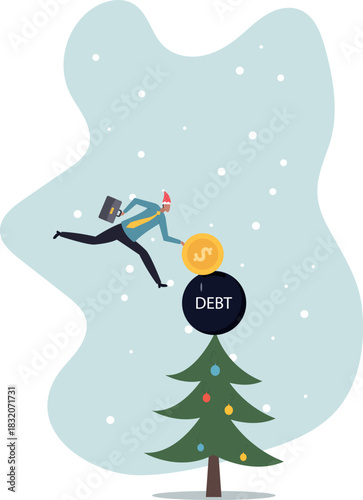 Pay off debt, financial obligation, responsibility to pay debtor, money decision, liability relief, deficit or borrowing due, indebted.about a man and his life.