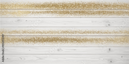 Rough texture of brown wooden board background with closeup of nature's reeds in the winter snow