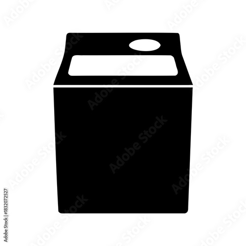 A minimalist silhouette image of a top loading washing machine appliance