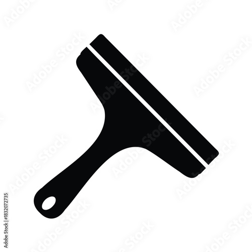 Black Squeegee Silhouette Isolated on White Background for Cleaning Tasks
