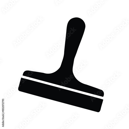 Black silhouette illustration of a squeegee or a surface cleaner, flat design