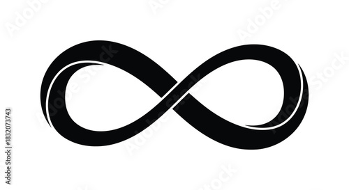 A stark depiction of the infinity symbol a continuous loop elegantly rendered in black silhouette
