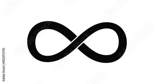 A striking black infinity symbol against a white background a bold and simple silhouette