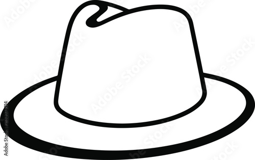 Abstract fedora shape created using only two flowing curved lines and