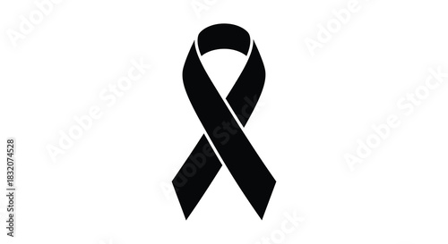A stark black ribbon design symbolizing awareness remembrance or support a powerful silhouette