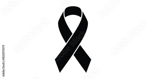 A striking black ribbon shaped in a symbol of awareness and support silhouette