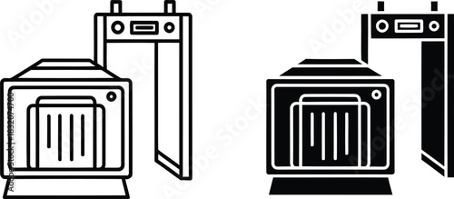 Two security screening devices one outline and one solid vactor black icon scanner metal detector