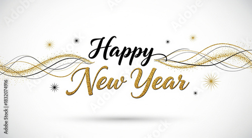 Happy new year text graphic with transparent background