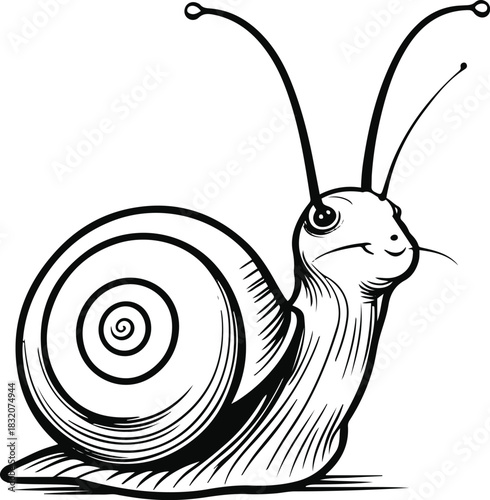 Continuous-line snail looking upward, expressing calm and simplicity 1