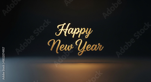 Happy new year text graphic with transparent background