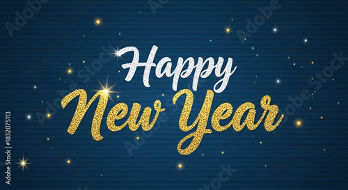 Happy new year text with glitter effect