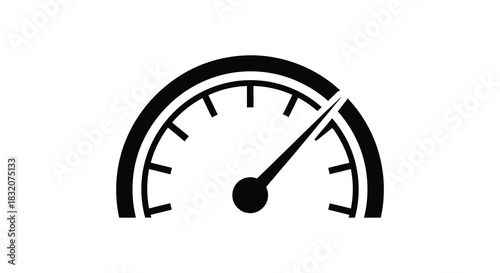 A simple gauge showing speed or performance levels with a distinct black silhouette