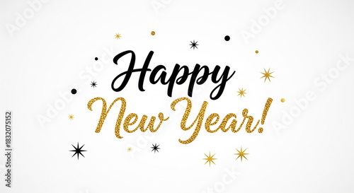 Happy new year text with glitter