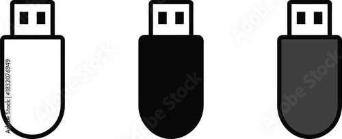 Usb drive vector icon set thumb drive symbols removable media storage device isolated elements