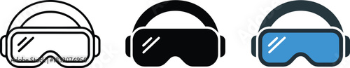 Virtual reality headset device icon for immersive digital experience viewing future technology symbol.