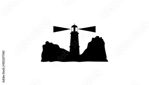 Lighthouse vector silhouette illustration beacon coast symbol