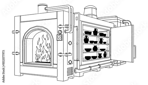 Industrial kiln for pottery firing and ceramic art production