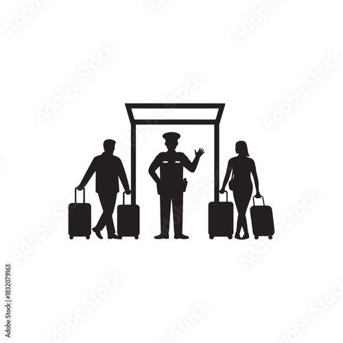 Airport Customs Scene – Simple Silhouette Vector Design

