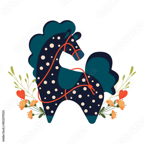 Vector illustration of a horse in Scandinavian style